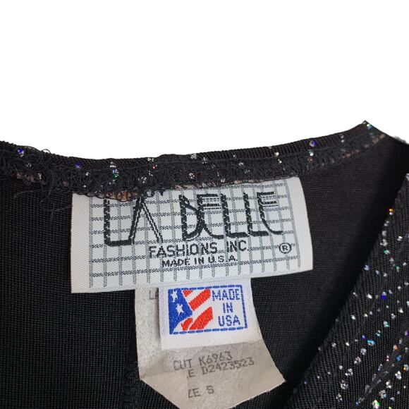 Vintage Glam Black Shimmer Glitter Sparkle Tank Sleeveless Party Dress Small - Picture 3 of 4